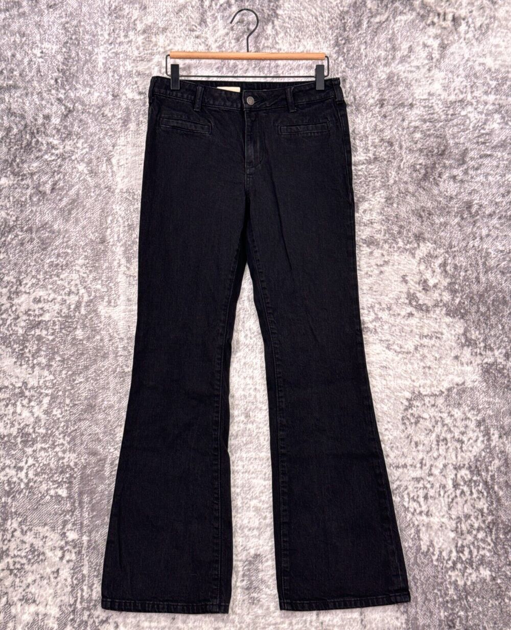 Anthropologie Jeans 27 Womens Pilcro High Rise Boot Flare Trouser Black Denim